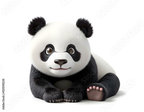 baby panda 3d isolated on a transparent cut-out background ia 