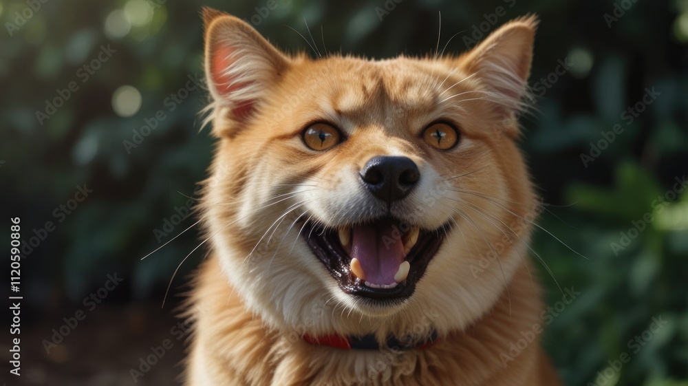 Happy ginger dog portrait, outdoors, smiling. Happy ginger dog portrait, outdoors, smiling.