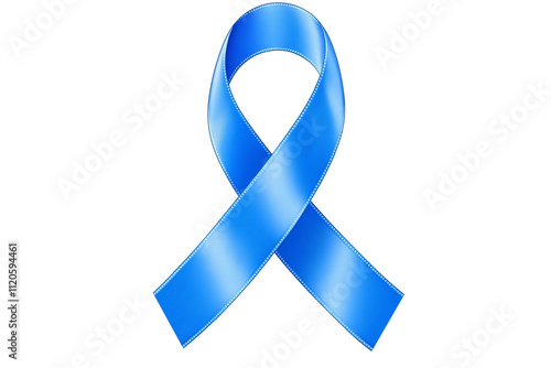 Light blue awareness ribbon on white background photo