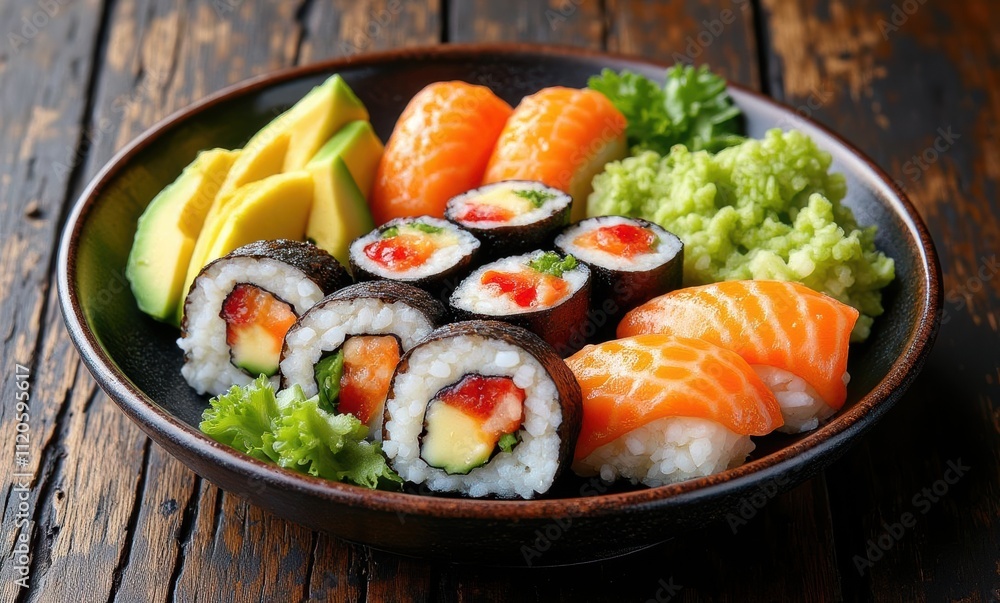 Delicious assorted sushi platter Delicious assorted sushi platter