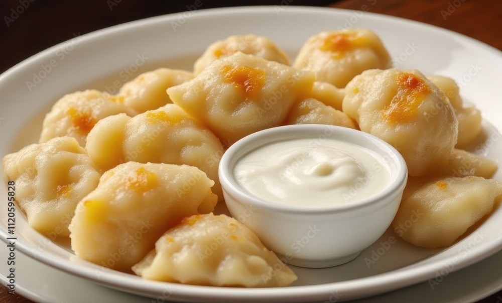 Delicious homemade dumplings with sour cream Delicious homemade dumplings with sour cream