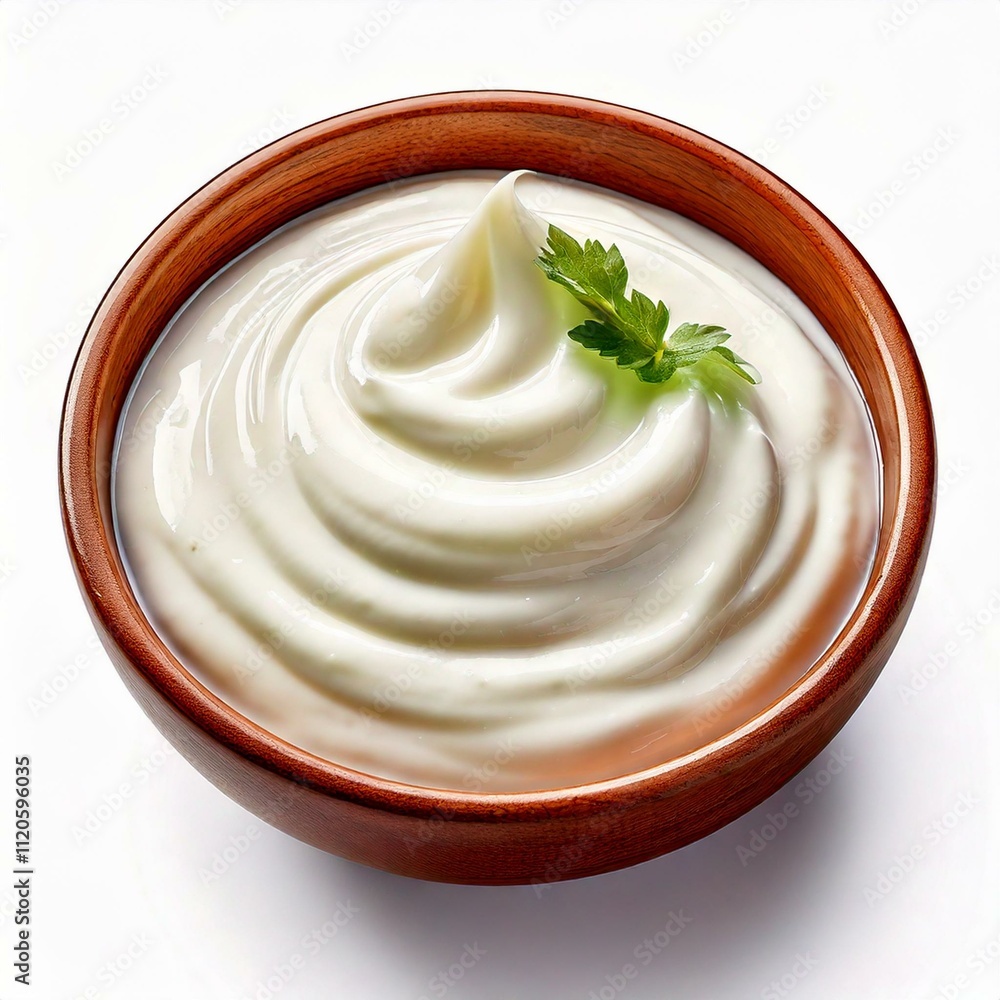 Greek yogurt in a bowl, isolated in white background Greek yogurt in a bowl, isolated in white background