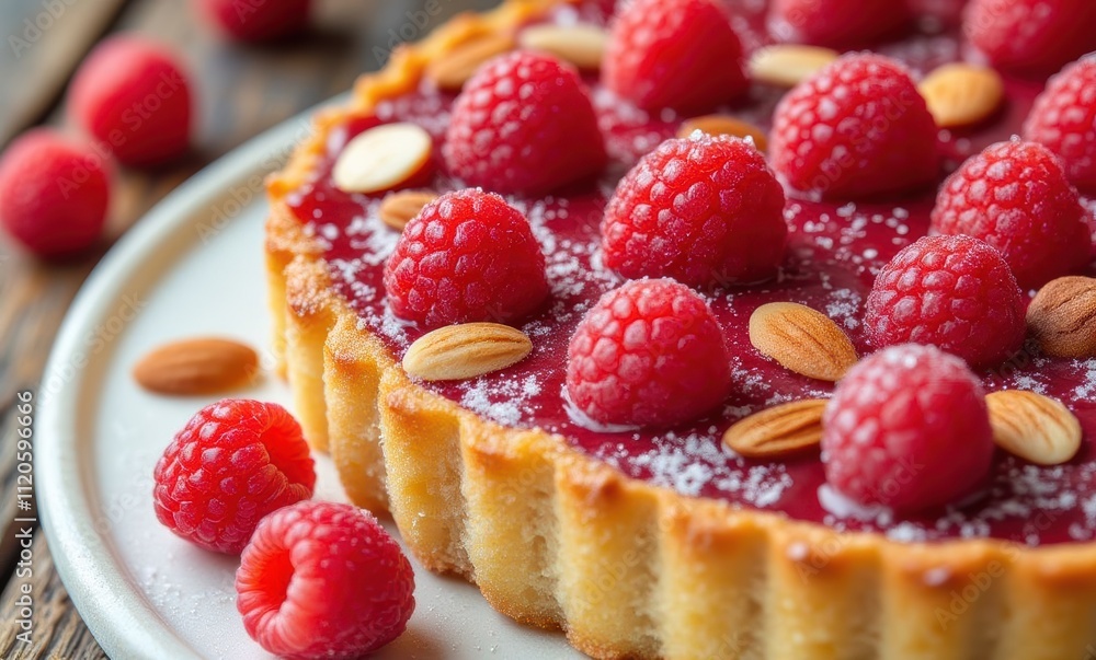 Delicious raspberry tart with almonds Delicious raspberry tart with almonds