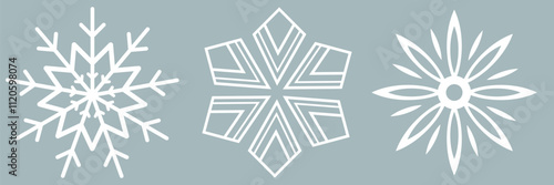 Snowflakes icon set. Snow sign. Snowflakes template. Snowflake winter. Snowflakes icons. Winter icon. Snowflake collection. Vector Illustration. Vector Graphic. EPS 10
