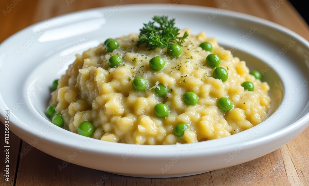 Delicious green pea risotto dish Delicious green pea risotto dish
