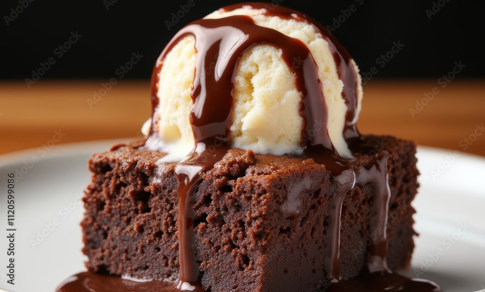 Delicious chocolate cake with ice cream. Delicious chocolate cake with ice cream.