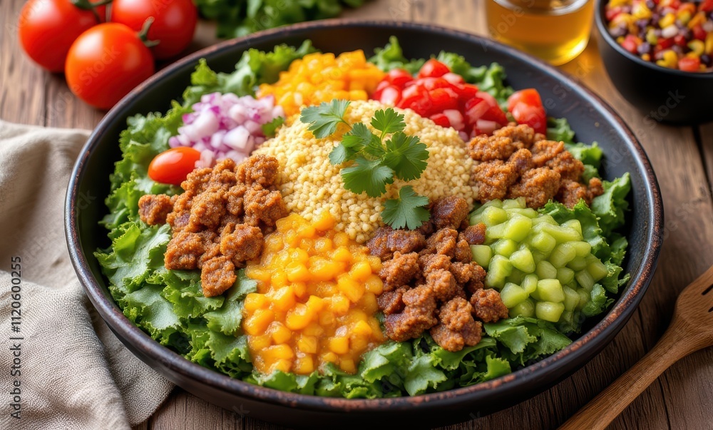 Vibrant healthy salad with various toppings Vibrant healthy salad with various toppings