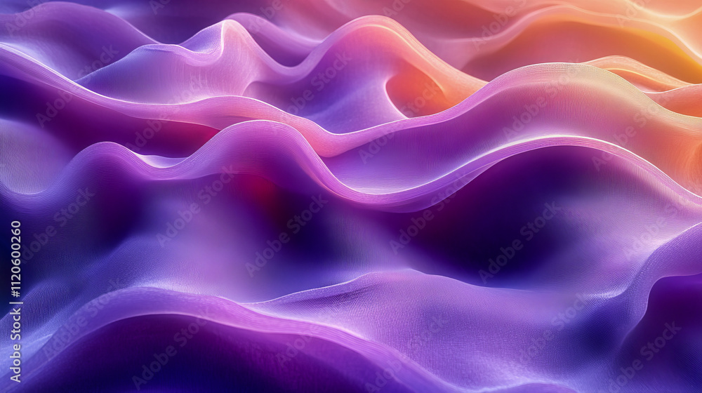 Abstract waves of gradient colors in soft light with purple and orange hues Abstract waves of gradient colors in soft light with purple and orange hues