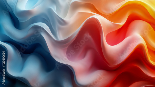 Abstract colorful waves with blue, red, and orange soft gradients photo