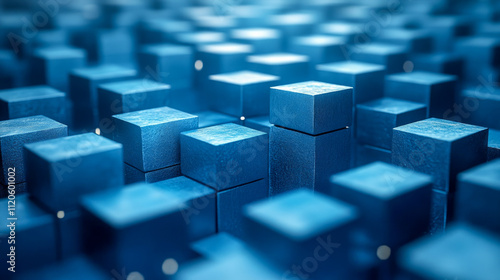 Abstract blue cubes pattern with light highlights