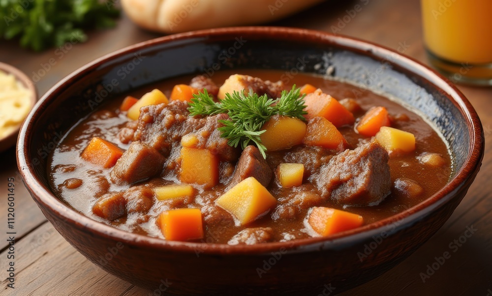 Delicious hearty beef stew in a bowl Delicious hearty beef stew in a bowl