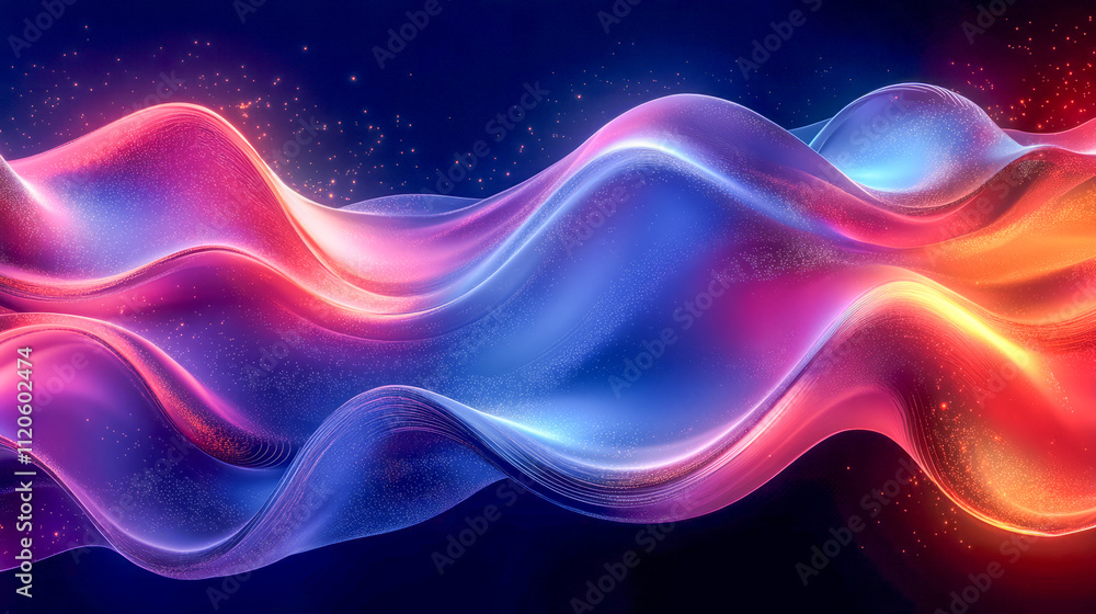 Abstract multicolored wavy light patterns with glittering effects Abstract multicolored wavy light patterns with glittering effects
