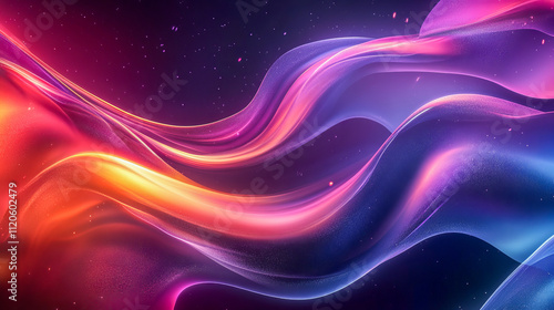 Abstract colorful wave patterns with vibrant light effects in a cosmic setting