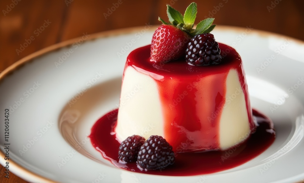 Delicious panna cotta with berry sauce Delicious panna cotta with berry sauce