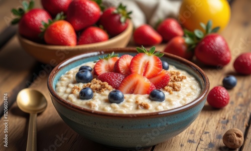 Delicious oatmeal with fresh berries