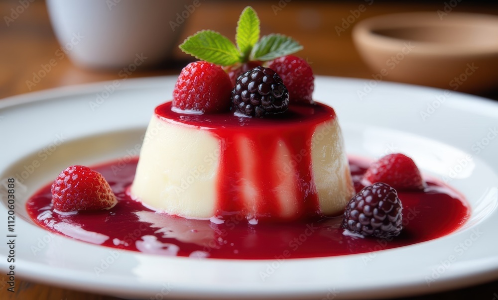 Delicious panna cotta with berry sauce Delicious panna cotta with berry sauce