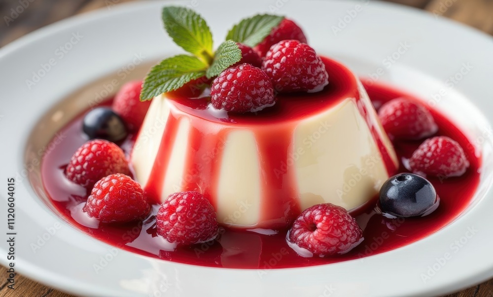 Delicious panna cotta with berries. Delicious panna cotta with berries.