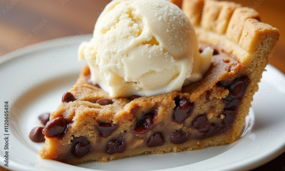 Delicious chocolate chip cookie pie slice Delicious chocolate chip cookie pie slice