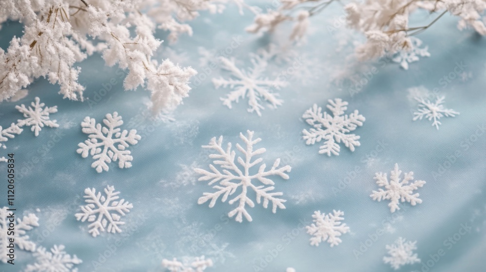 Delicate snowflakes on soft blue background Delicate snowflakes on soft blue background