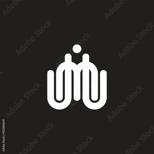 letter m u i linked lines simple logo vector