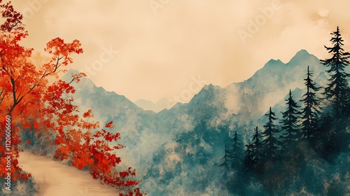 Fantasy illustration of Japan blending spiritual elements and magical nature, suitable for enchanted worlds and culture-rich visual settings.