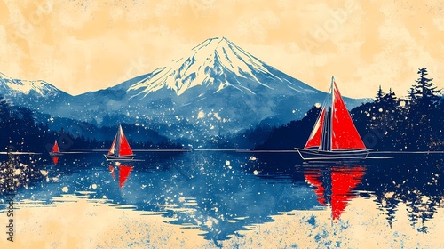 Fantasy illustration of Japan blending spiritual elements and magical nature, suitable for enchanted worlds and culture-rich visual settings.