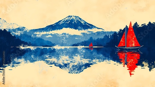 Fantasy illustration of Japan blending spiritual elements and magical nature, suitable for enchanted worlds and culture-rich visual settings.