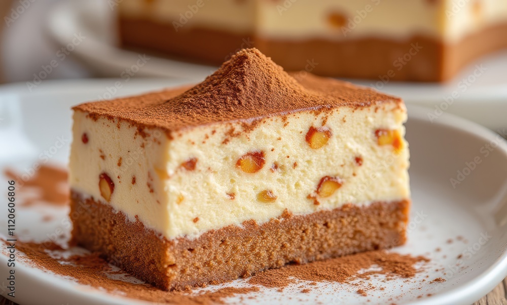 Delicious slice of nutty cheesecake dessert Delicious slice of nutty cheesecake dessert