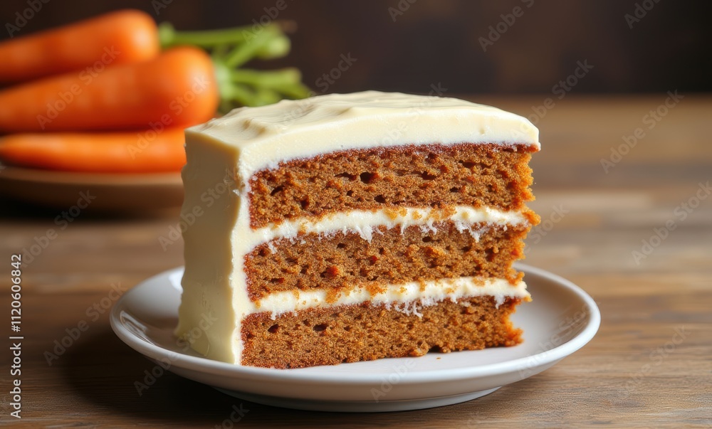 Delicious carrot cake slice with cream cheese frosting Delicious carrot cake slice with cream cheese frosting