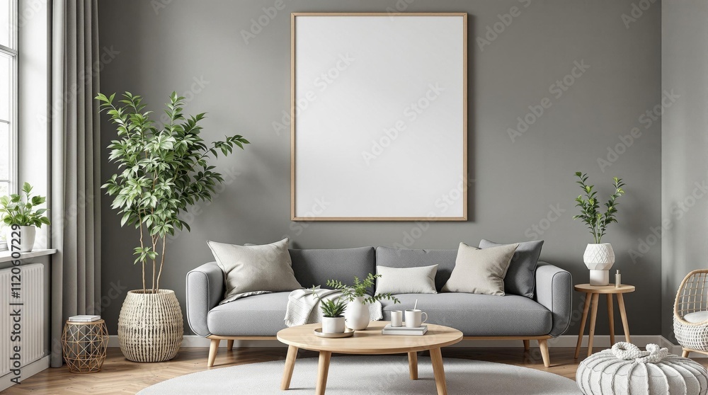 Modern Gray Sofa with Indoor Plants
Modern Gray Sofa with Indoor Plants