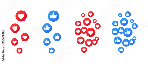 Likes. Different styles, colorful, like icons,  likes. Vector 10 eps.