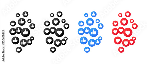 Likes. Different styles, color, social media likes. Vector 10 eps.