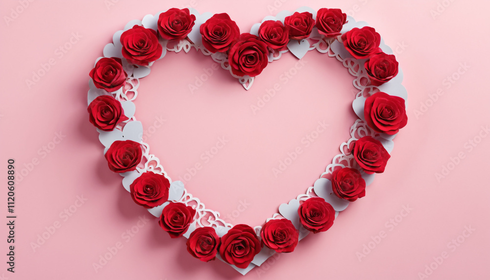 A romantic card design featuring a heart-shaped cut-out with a decorative border. Place this on a pink background. Happy Valentine's Day A romantic card design featuring a heart-shaped cut-out with a decorative border. Place this on a pink background. Happy Valentine's Day
