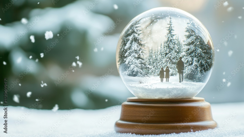 Enchanting winter scene in snow globe Enchanting winter scene in snow globe