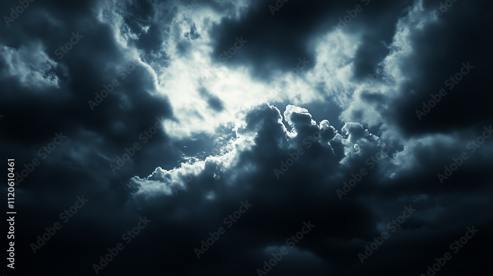 Dark Ominous Clouds Blocking Sunlight Creating Mysterious Mood : Generative AI Dark Ominous Clouds Blocking Sunlight Creating Mysterious Mood : Generative AI