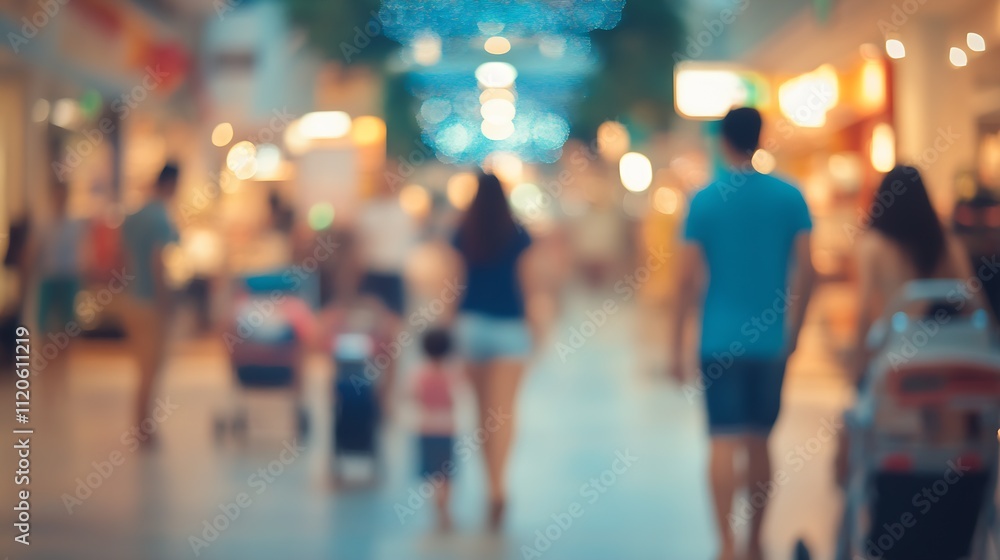 Abstract Blur of Urban Shopping Experience with People and Vibrant Lights : Generative AI Abstract Blur of Urban Shopping Experience with People and Vibrant Lights : Generative AI