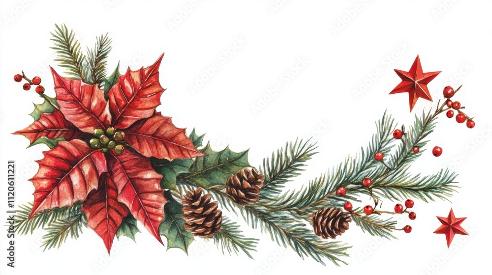 Festive pine and poinsettia arrangement Festive pine and poinsettia arrangement