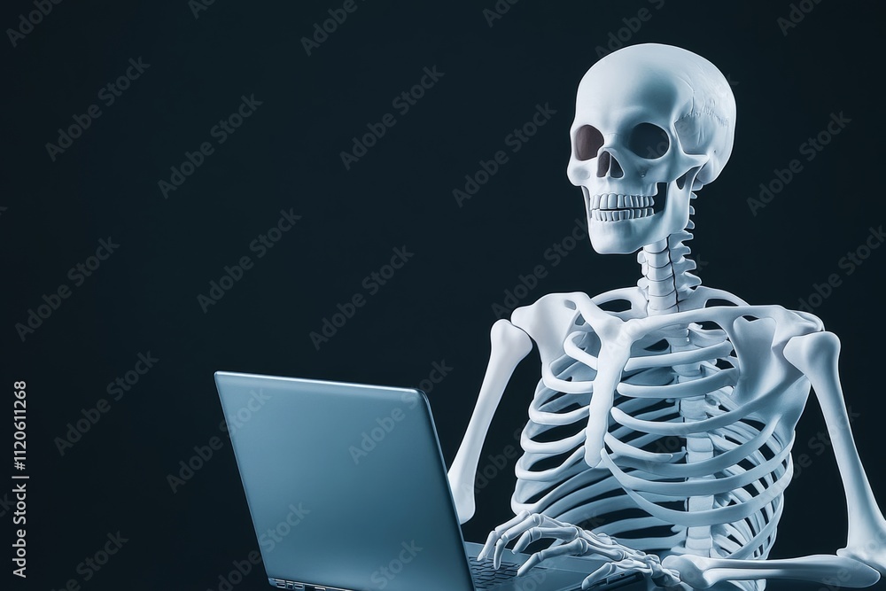 Skeletal Office Worker: A Spooky Yet Humorous Image Skeletal Office Worker: A Spooky Yet Humorous Image