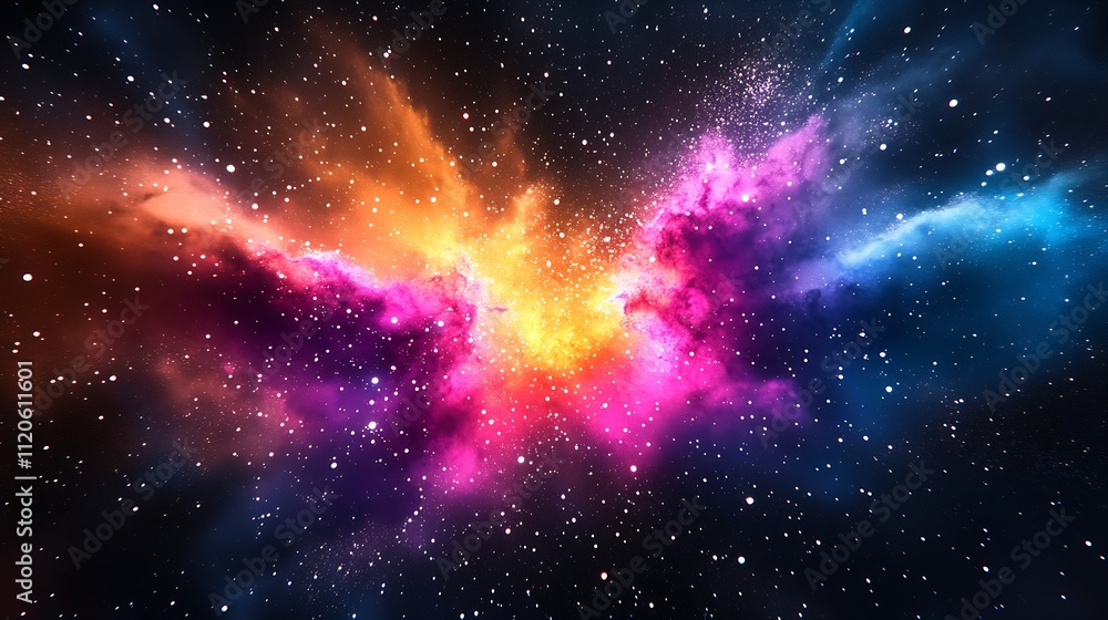 Vibrant Cosmic Nebula with Star Clusters in Expansive Outer Space Scene : Generative AI Vibrant Cosmic Nebula with Star Clusters in Expansive Outer Space Scene : Generative AI