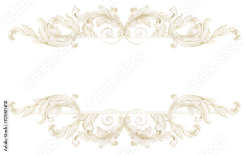 Victorian Baroque Watercolor Frames, Ornamental Borders, Elegant Beige Designs for Scrapbooking and Junk Journals