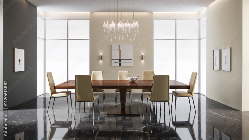 Interior of modern dining room 3d rendering Interior of modern dining room 3d rendering