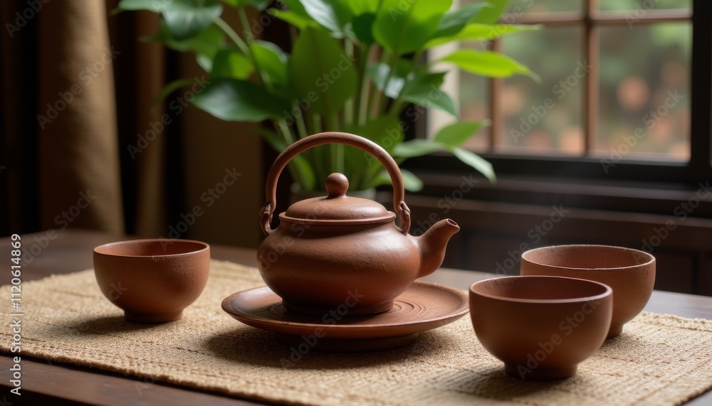 Traditional Chinese tea set on bamboo tray Traditional Chinese tea set on bamboo tray