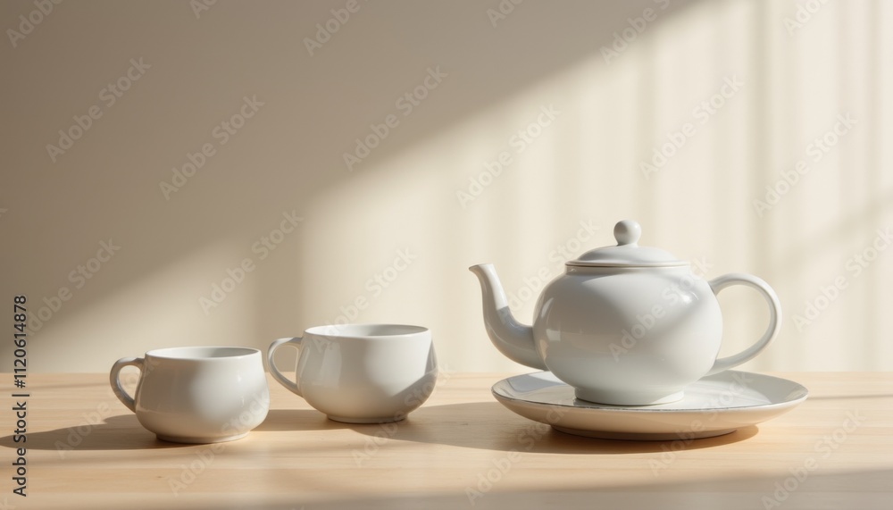 Traditional Chinese tea set on bamboo tray Traditional Chinese tea set on bamboo tray