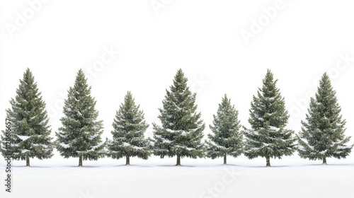 Majestic evergreen trees in winter wonderland