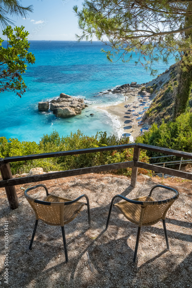 Beautiful Xigia beach on Zakynthos island, Ionian sea, Greece
