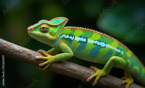 Vibrant chameleon on a branch