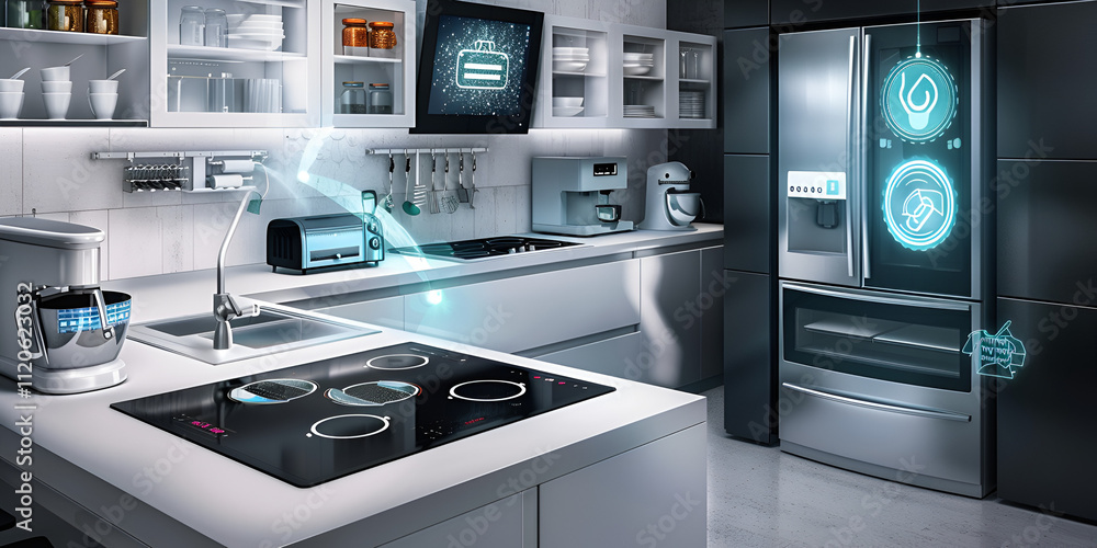 Contemporary Modern Kitchen with Microwave Oven and Smart Appliances for Efficient Cooking Contemporary Modern Kitchen with Microwave Oven and Smart Appliances for Efficient Cooking