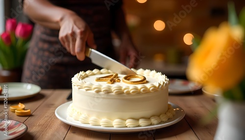 cake with candles. Happy  birthday