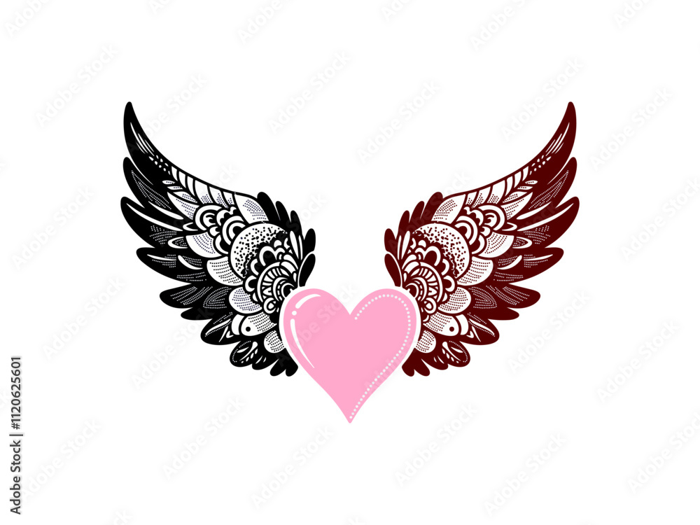 Fototapeta premium Elegant heart with wings in a creative design that celebrates love and freedom