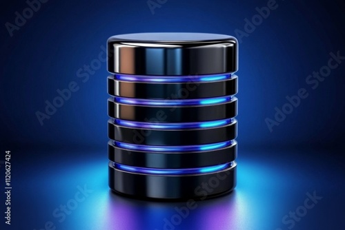 A sleek outline of a database icon, with glowing accents and a subtle shadow effect